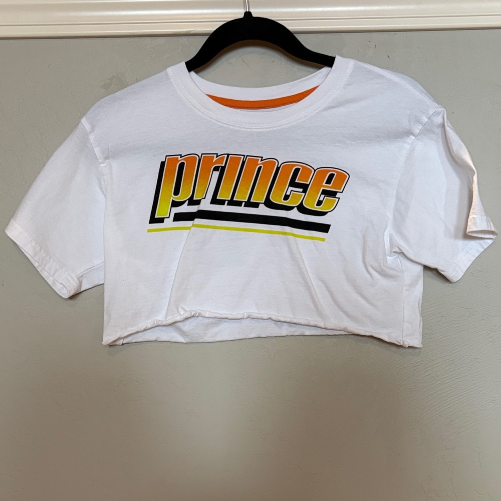 Prince & Tito’s White and Orange Crop Top